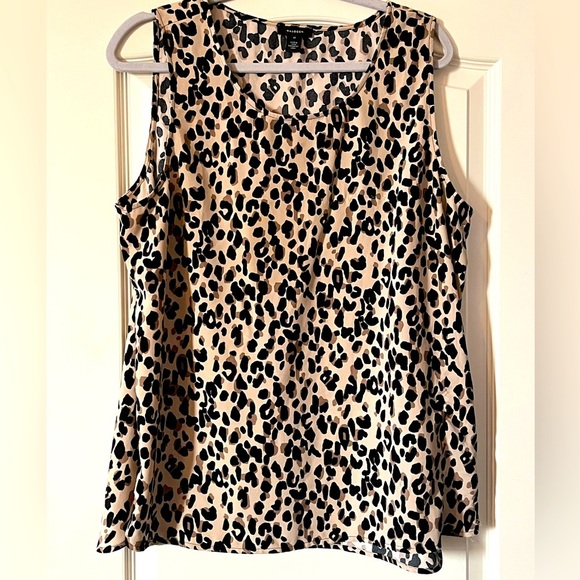 Halogen Animal Print Sleeveless Blouse - Black and Tan - Picture 1 of 12
